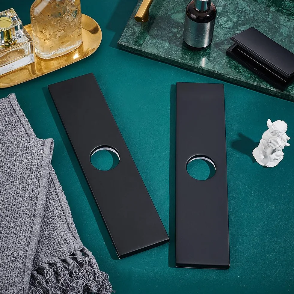 UNICRAFTALE 2 pz Copri Foro per Lavandino In Acciaio Inossidabile Piastra Da 250x60 mm per Vanità Del Bagno Nero 1/3 Fori Kitch Piastra per Rubinetto Rosetta Copertura Rettangolare Piastra
