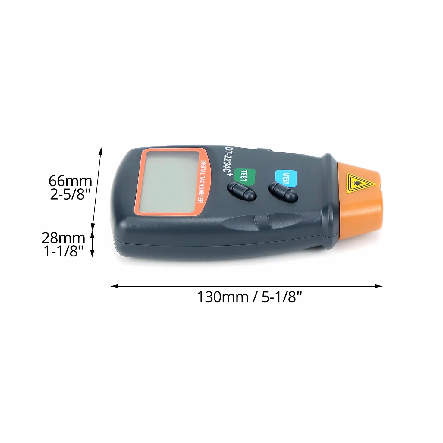 QWORK® Tachimetro digitale, contagiri laser fotografico senza contatto, ampio display LCD, batterie non incluse