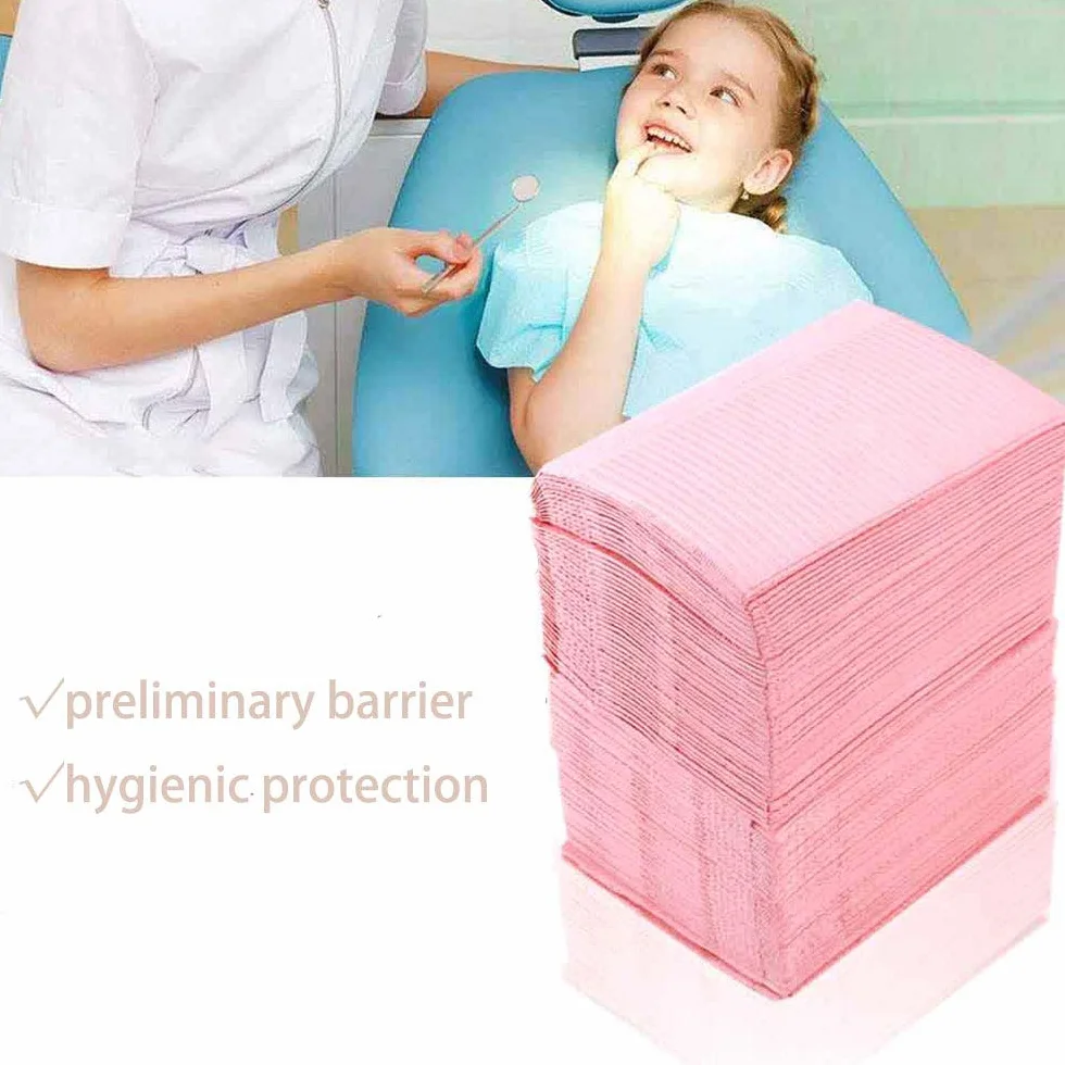 Asciugamano per bavaglino dentale monouso foglio orale sciarpa di carta asciugamano per uso clinico dentista blu 125PCS