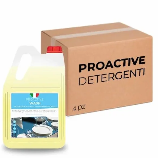 Scatola 4 taniche di detergente per lavastoviglie professionale ProActive Wash 5 litri