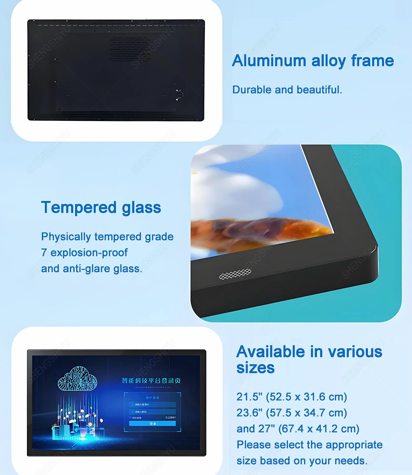 Schermo Pubblicitario per Negozio per Riproduzione Video/Immagini,Parete/Incassato,Orizzontale/Verticale,Pubblicazione Remota/USB,Schermo Pubblicitario per Display Menù 27"