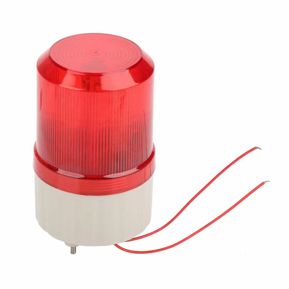 Segnalatore Luminoso LED Allarme Sonoro 220V Rosso 100dB 20W Spia Rotante Sicurezza Cantiere
