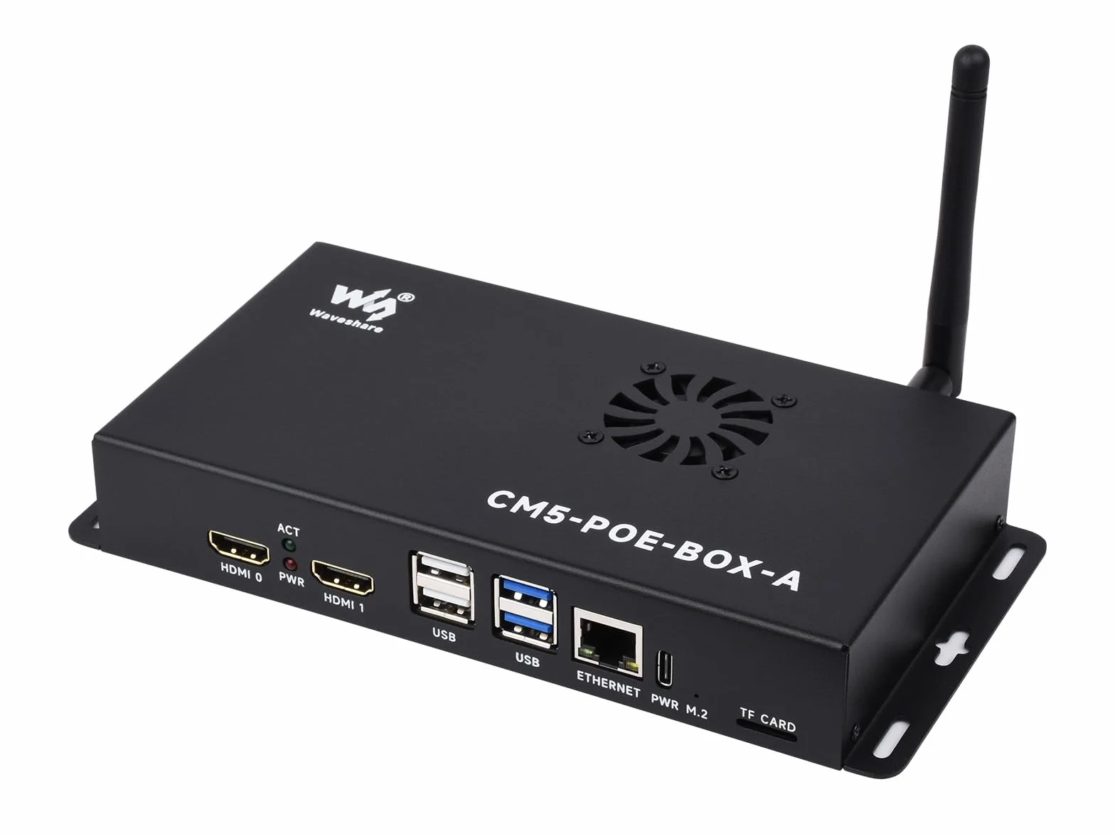 Waveshare Compute Module 5 IO Board, Compatible with All Variants of Raspberry Pi CM5, with PoE Feature, Bundle with PoE Base Board + Case + Power Supply Adapter