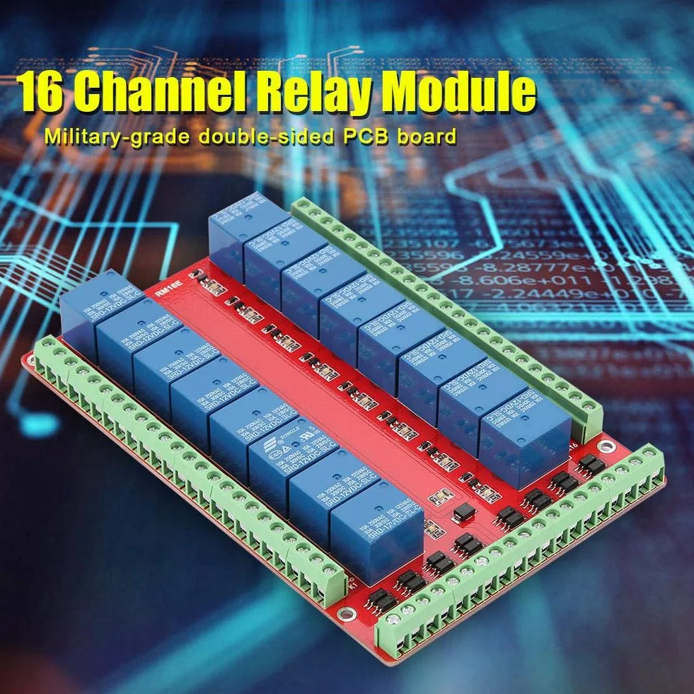 Estink Modulo Relè 16 Canali con Fotoaccoppiatore Isolato, Trigger Alto e Basso per Controllo Relay DC 24V