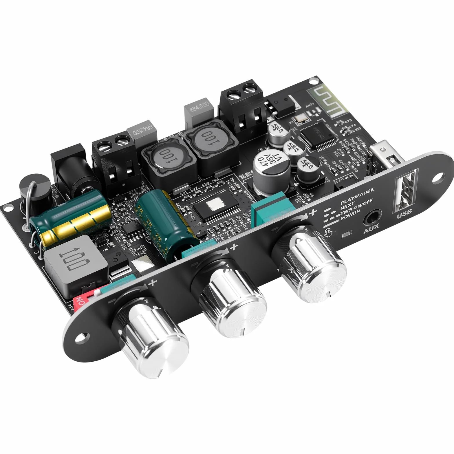 ZK-1001U - Amplificatore stereo HiFi Bluetooth 5.3 con circuito TWS & Boost, potenza di uscita 100 W, mini amplificatore audio per altoparlanti fai da te domestici e esterni, ingresso USB/AUX/BT, DC 9