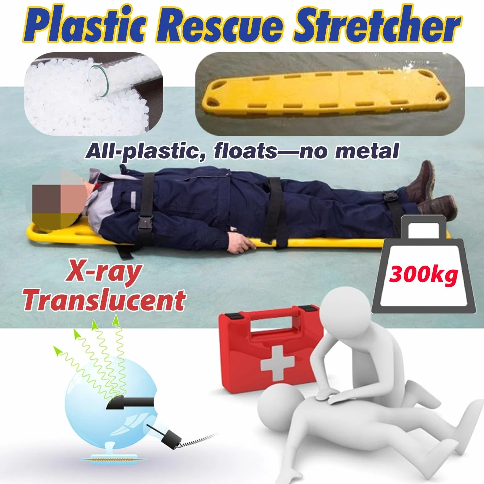 Tavola spinale pediatrica da 135 cm - Barella di Primo Soccorso per Immersioni e addestramento EMS, Include immobilizzatore per la Testa e tutore per Il Collo, Maggiore Sicurezza per la risp