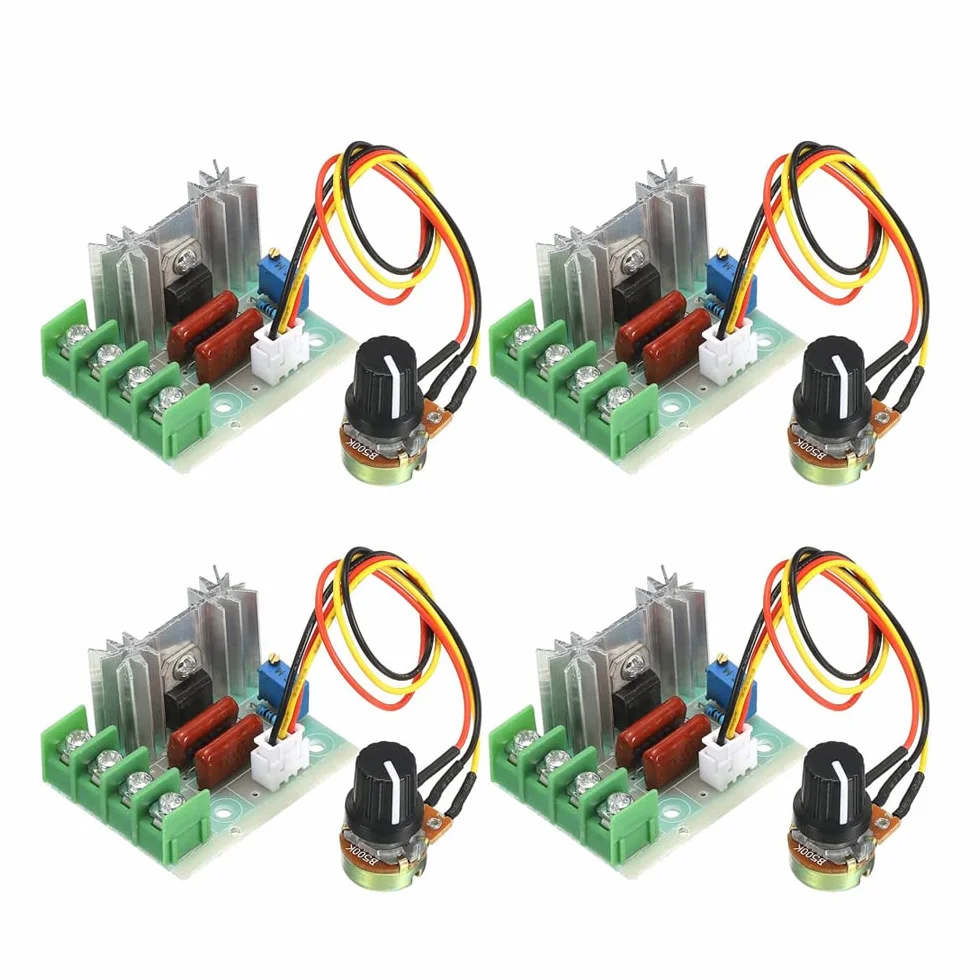 GUUZI 4pcs 2000W Regolatore di Velocità del Motore CA con Cavo, Regolatore di Velocità del Dimmer del Modulo, Regolatore di Tensione Regolabile 110-220V 25A per la Regolazione dell'attenuazione