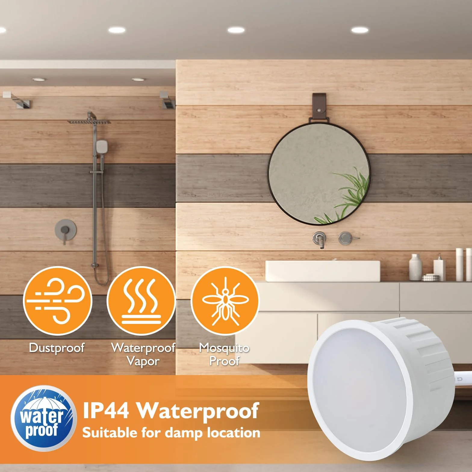 HCFEI Modulo LED ultra piatto, diametro 50 x 24 mm, per faretto da incasso, 5 W, 450 lm, 110° 230 V, bianco caldo, bianco naturale, bianco freddo, sostituisce lampadine GU10 MR16, impermeabile IP44