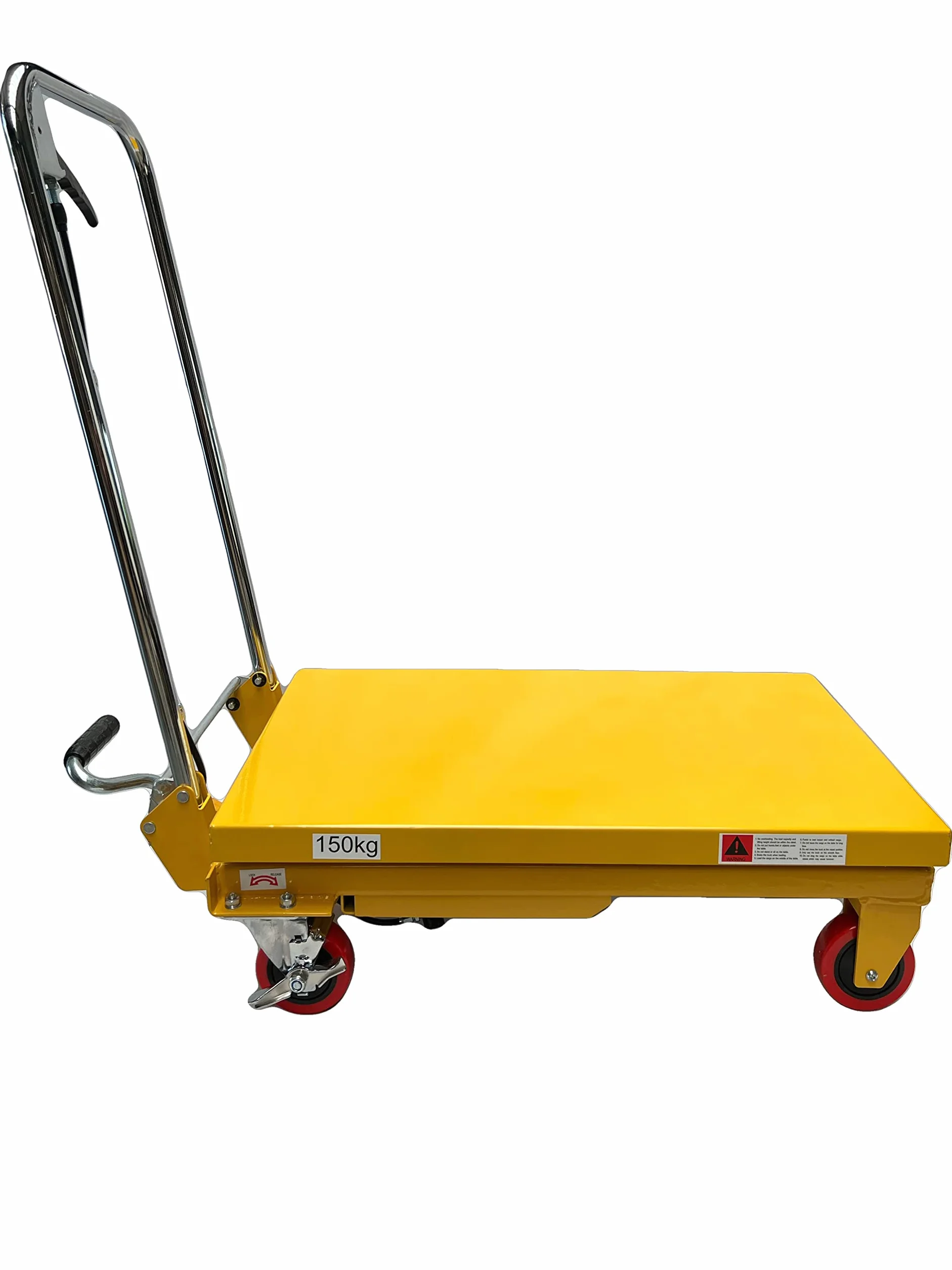 Kraftwelle 150 kg capacità di carico tavolo sollevatore idraulico a forbice carrello elevatore mobile carrello da sollevamento carrello piattaforma ponte sollevatore con 4 ruote in poliammide giallo
