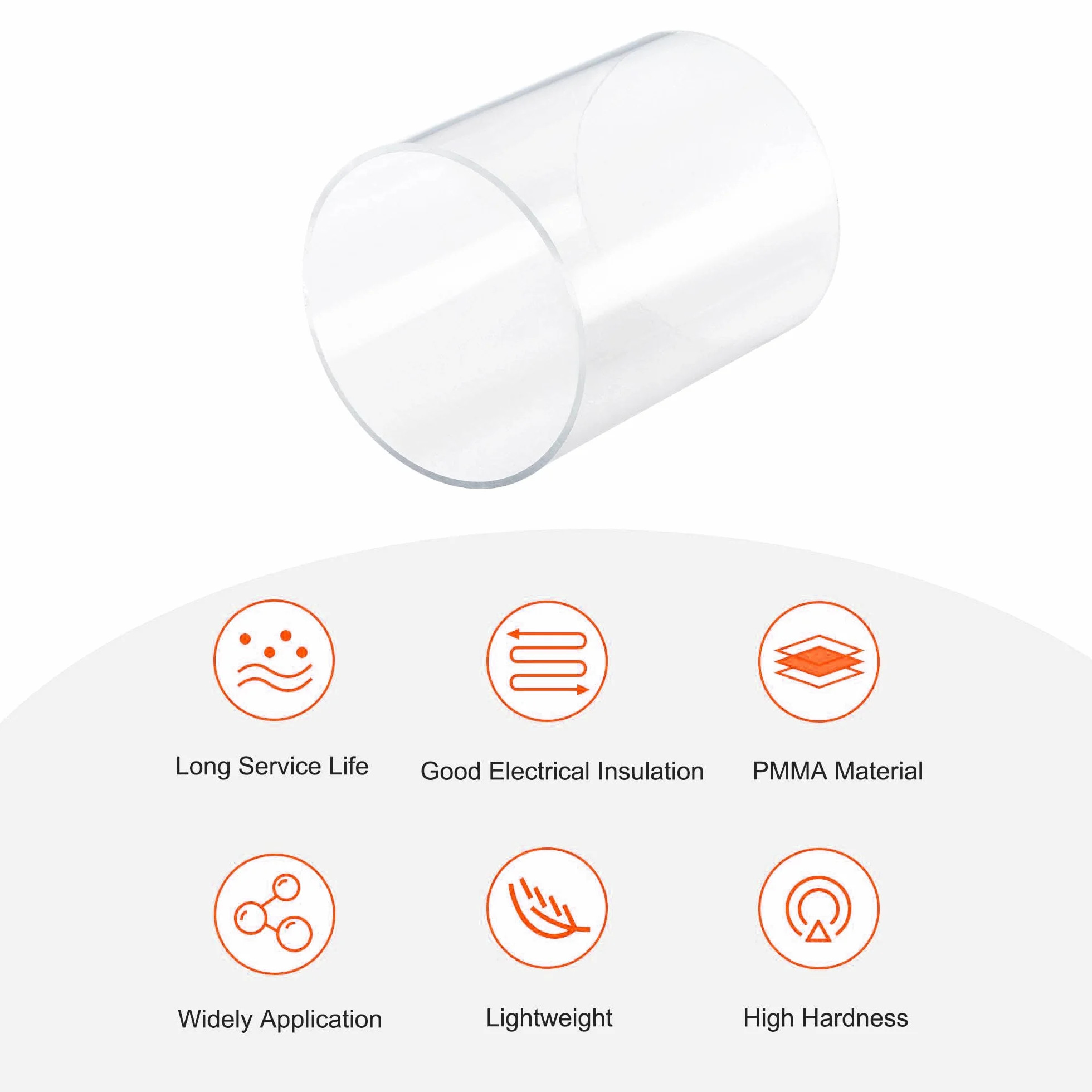 Unifizz Tubo rotondo rigido in plastica trasparente, diametro interno 76 mm, diametro esterno 80 mm, diametro esterno 100 mm, per illuminazione, modelli, idraulici, artigianato