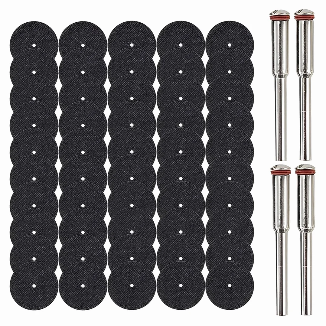 50 Pcs taglio compatibili con accessori Dremel, disco da taglio da 32 mm per accessori rotanti, set di dischi da taglio per metallo acciaio e altro ancora, ruote da taglio con 4 mandorle da 3 mm