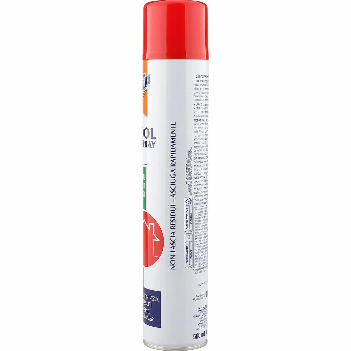 Milmil Strabilia Alcool Spray Igienizzante Oggetti e Superfici, Spray Disinfettante Ambienti Senza Risciacquo, Sanificatore Ambienti - 6 x 500 ML