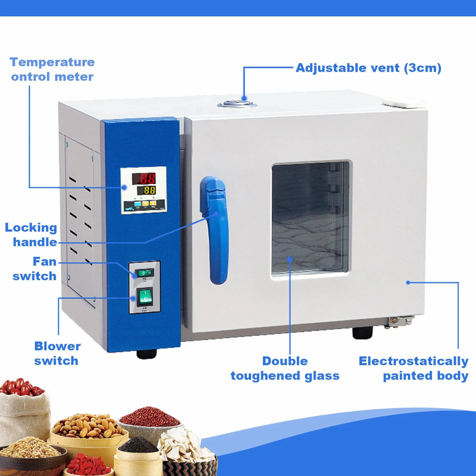Forno da Laboratorio A Convezione Ad Aria Forzata da 600W,Incubatore Digitale Scientifico RT+5-300 ℃, Forno di Essiccazione A Getto d'Aria con Display Digitale da 15,6 Litri,Galvanized