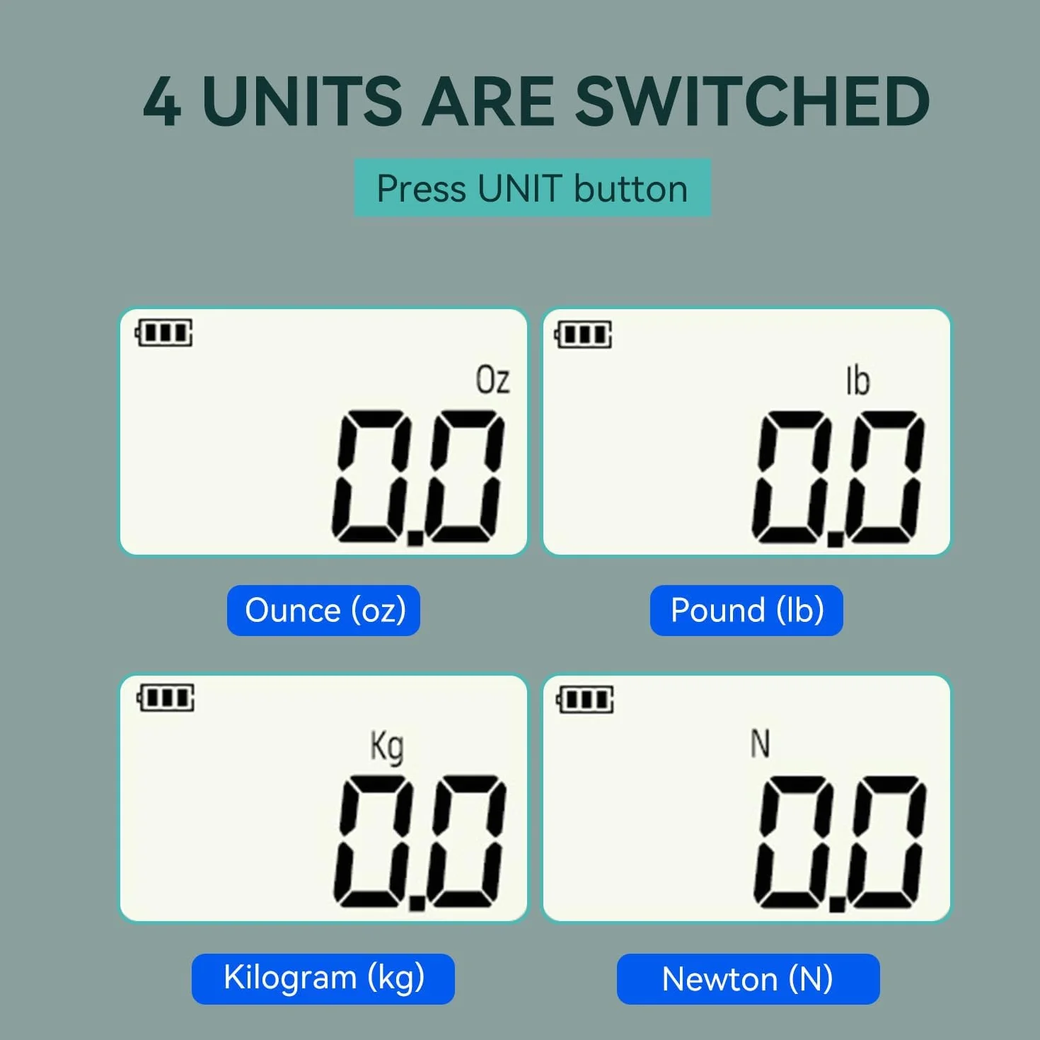 GOYOJO Misuratore di Forza Digitale, Misuratore Push-pull di Alta Precisione per Prove di Trazione e Compressione Unità (N, kg, lb, oz) Modalità Tempo Reale/Picco/Primo Picco (500N)