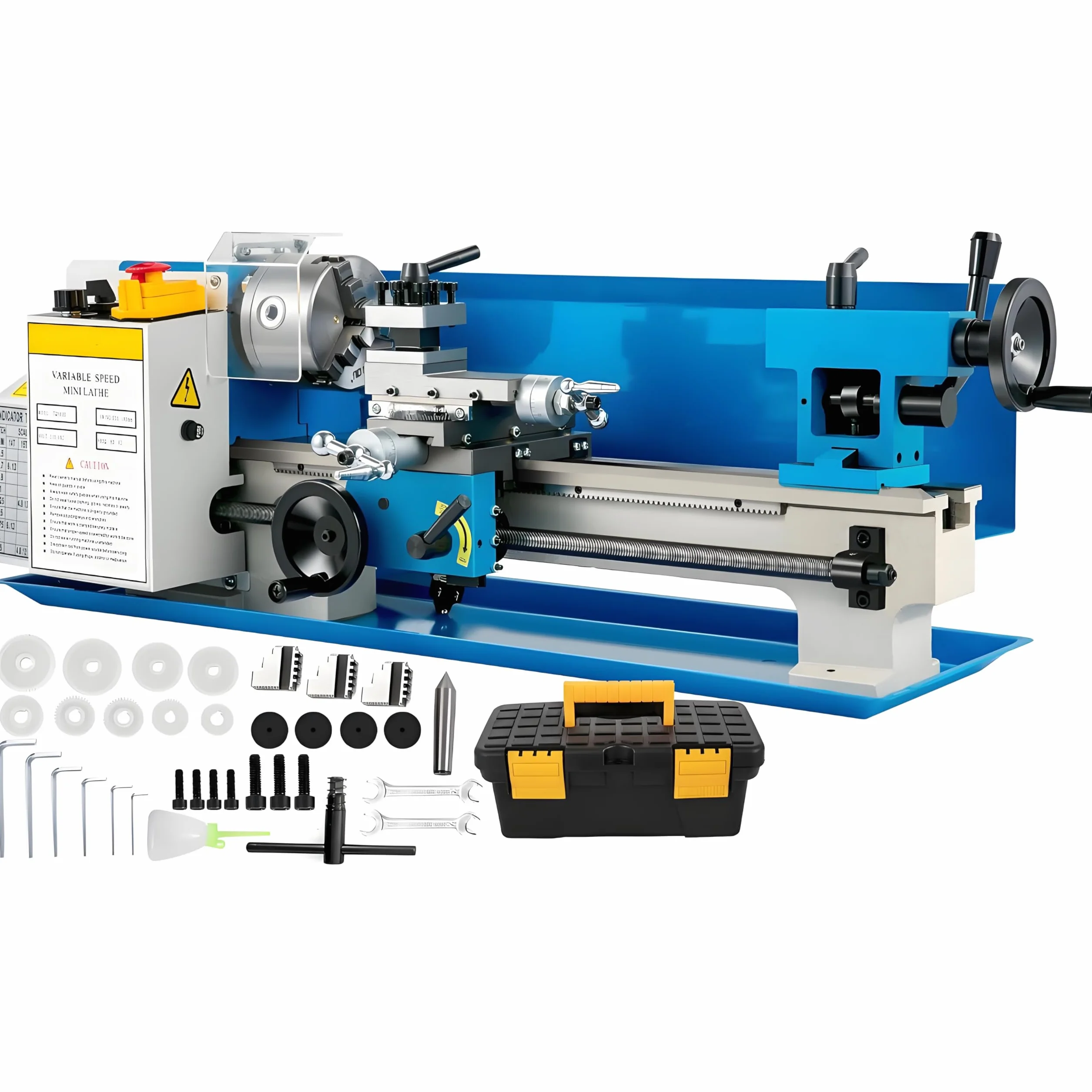 Tornio per Metalli 550W Mini Metallo Tornio 180x350mm Mini Tornio Del Metallo Torni Casa Strumento DIY con Accessori Macchina di Foratura Adatto per Macchine per La Lavorazione dei Metalli