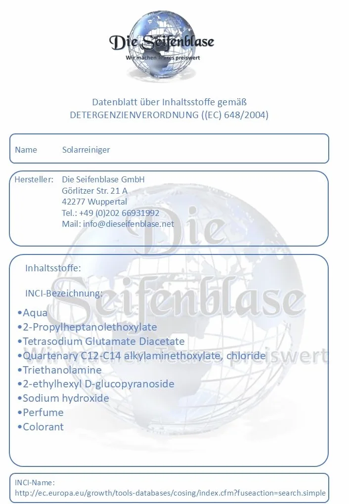 Detergente concentrato 1:50 per impianti fotovoltaici e pannelli solari 10 l AP24