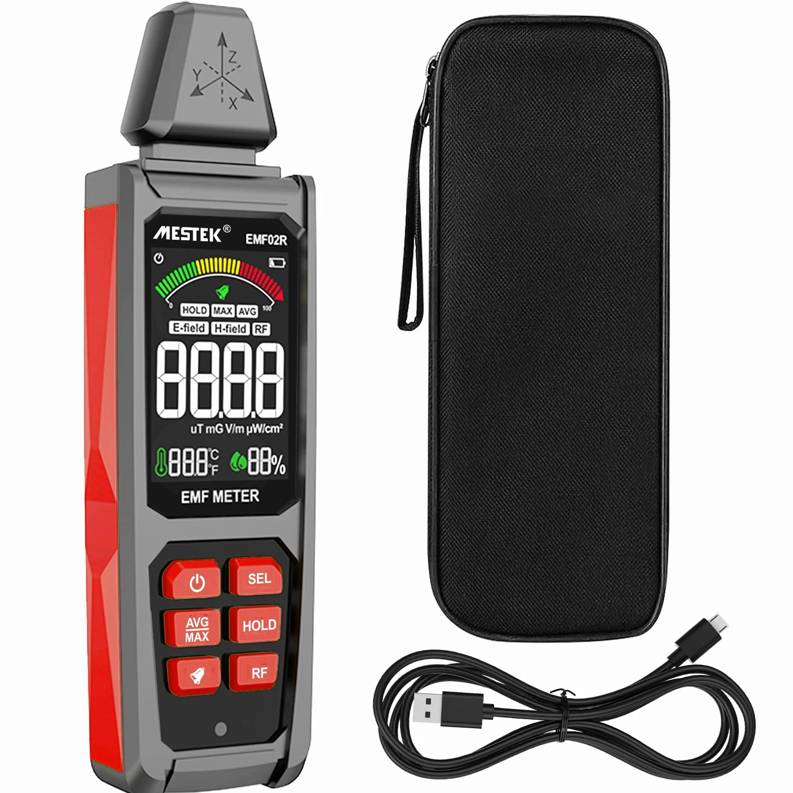Misuratore EMF MESTEK Rilevatore di Campi Elettromagnetici 5 in 1(EF/MF/Frequenza Radio), Campi Elettrico/Magnetico, Radiometro ad Alta Frequenza Home Rilevazione EMF e Caccia ai Fantasmi