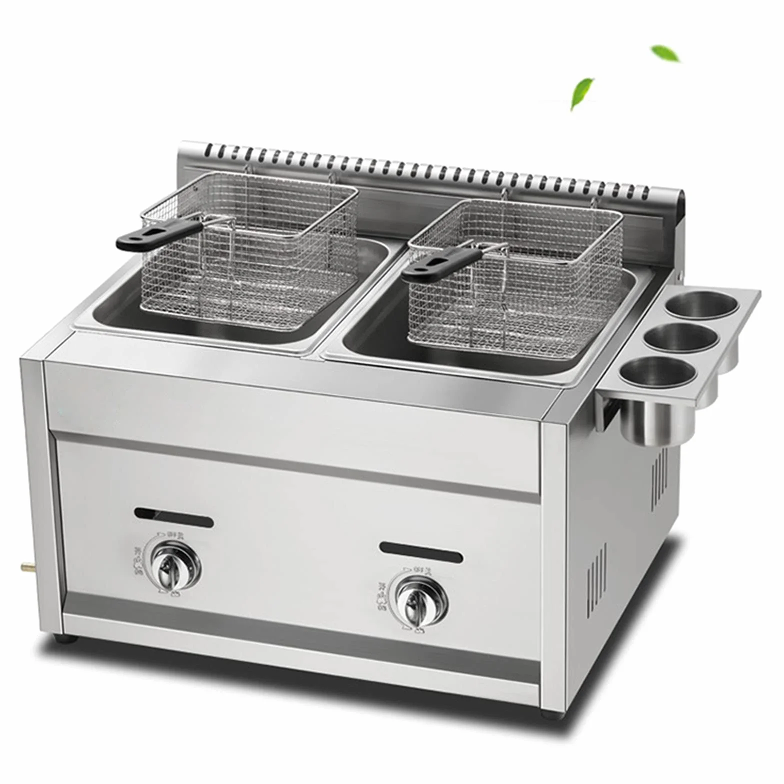 Friggitrice professionale professionale a GPL, friggitrice a gas da 22 litri con cestini e coperchio, controllo della temperatura indipendente, potenza di fuoco regolabile, perfetta per patatine,