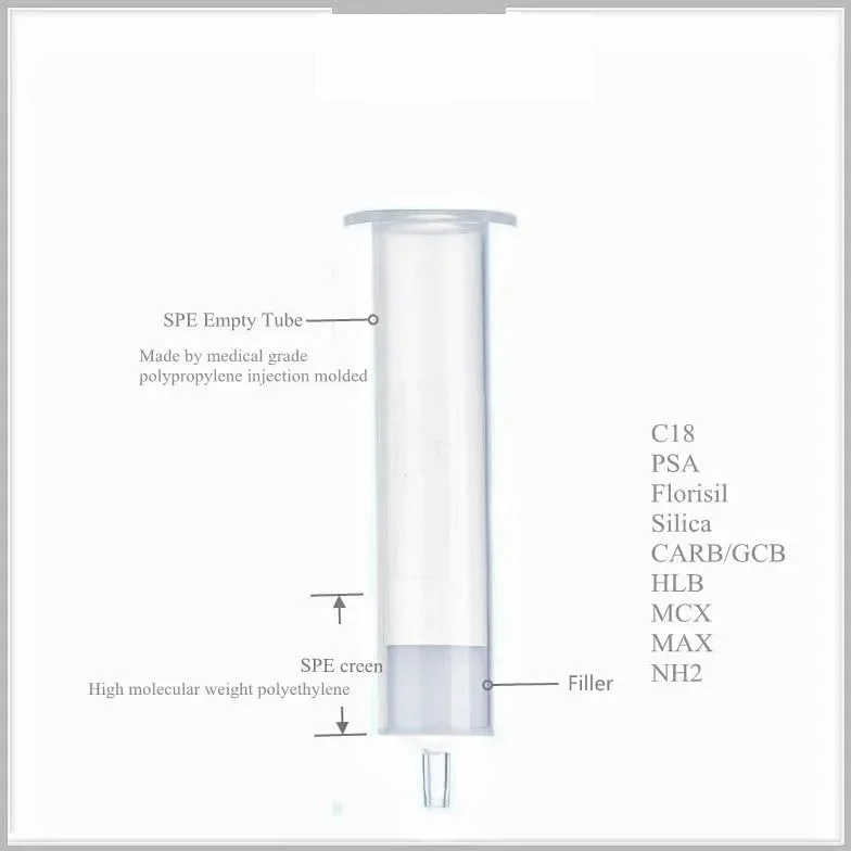 Cartuccia C18 SPE Estrazione in fase solida Carbonio 18 Colonna impaccata HPLC 1mL 3mL 6mL 12mL 100mg 20 pezzi