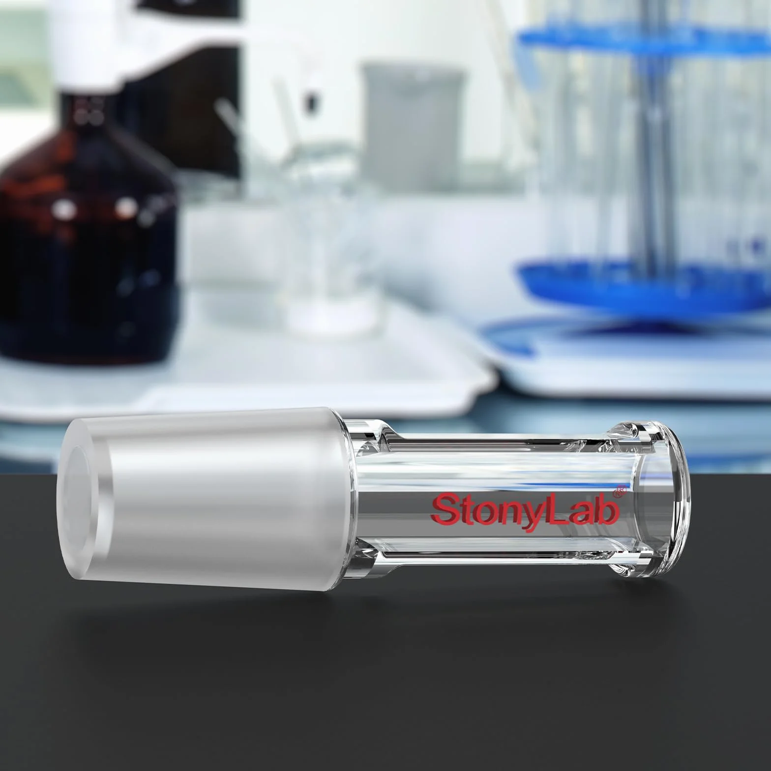 Tappo in Vetro Borosilicato, Tappo Dritto Cavo con Fondo Chiuso (1 Pezzo), Giunto 14/20, per Recipienti di Reazione da Laboratorio