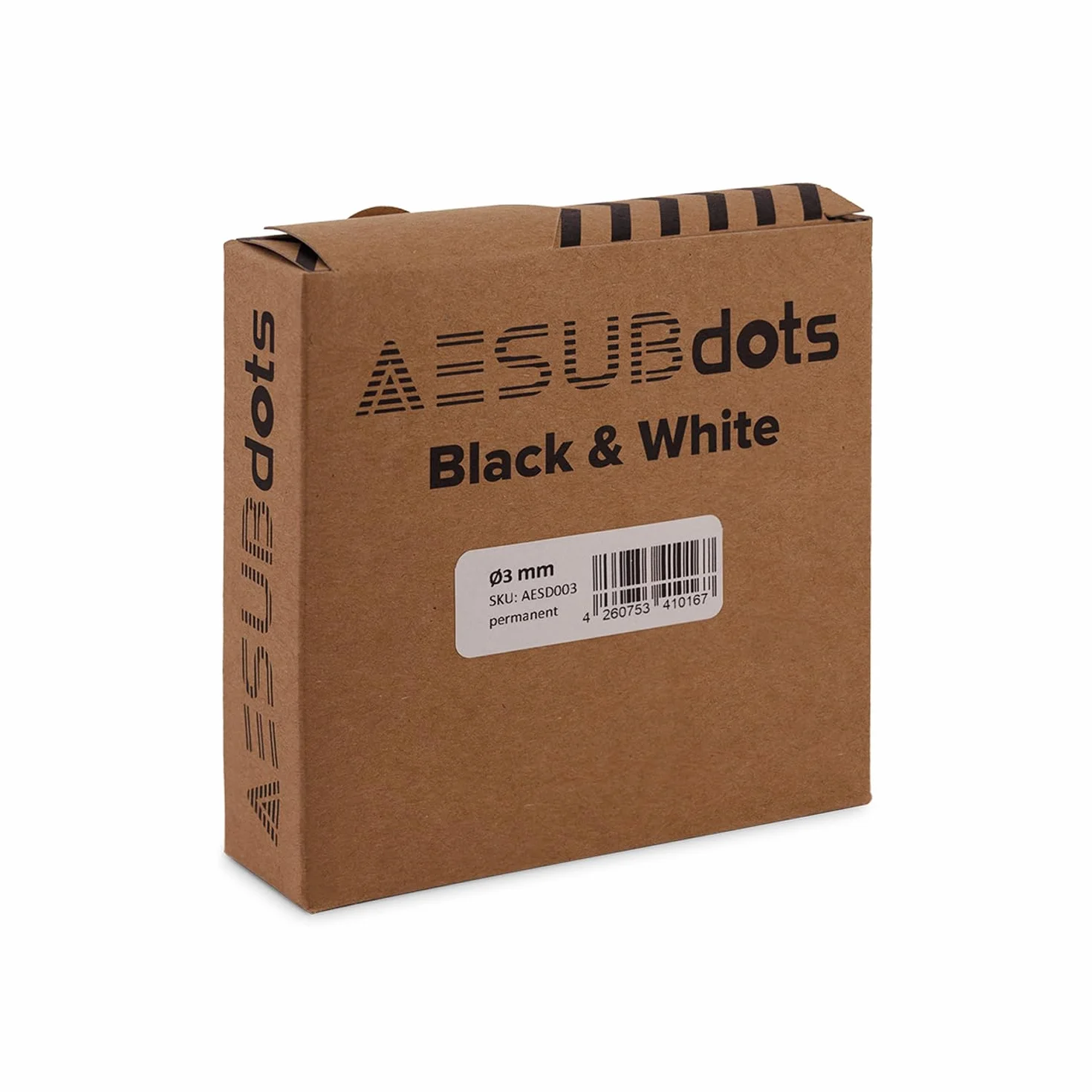 AESUB Dots black&white - Punti di riferimento bianchi per scanner 3D con luce strutturata, autoadesivi e bidirezionali, adatti per spray AESUB, Ø 3 mm, rotolo con perforazione di demolizione