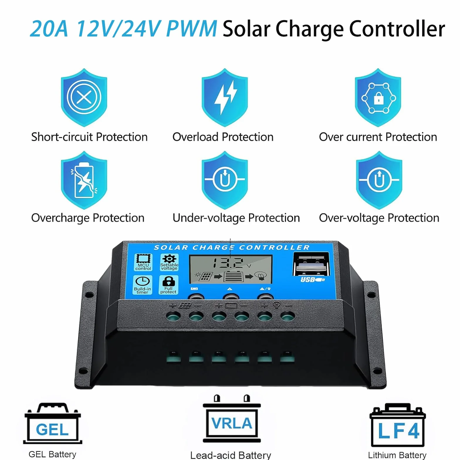 XINPUGUANG kit pannello solare 200w Sistema di pannello solare 12v 2 x 100 Watt Mono Modulo fotovoltaico 20A controllore di carica solare per camper, barche, caravan, hangar, batterie