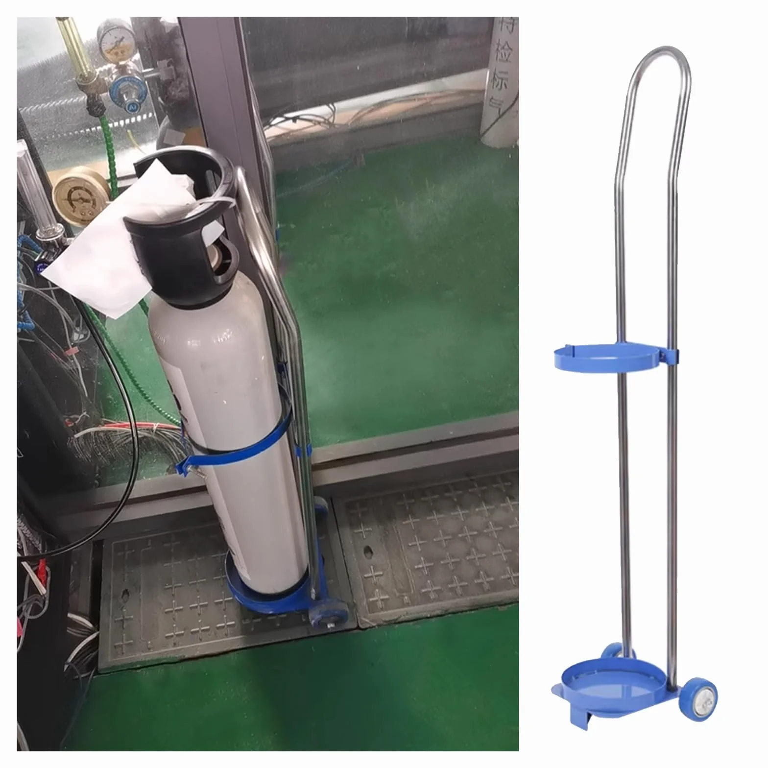 Scaffale mobile per bombole di gas con ruote, carrello leggero per cilindri da 10-20 l, facile da montare, supporto da 80 cm per casa e strutture infermieristiche
