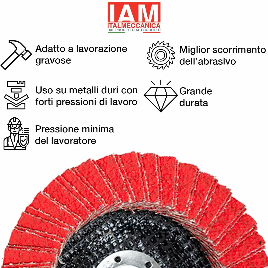 Flap Disc Ceramico Doppia Lamella | 125 x 22 mm | Grana 40 | 10 Pezzi | Dischi smerigliatrice | Dischi Lamellari Professionali Abrasivo Zirconio |Dischi Abrasivi Lamellare