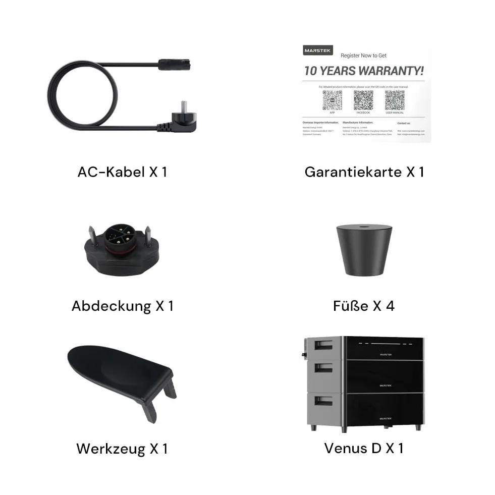 Marstek Venus D 5120 Wh Impianto solare da balcone batteria espandibile micro-inverter 4 MPPT 4 kW FV uscita 2,2 kW espandibile 15,36 kWh 6000 cicli IP65 Plug&Play