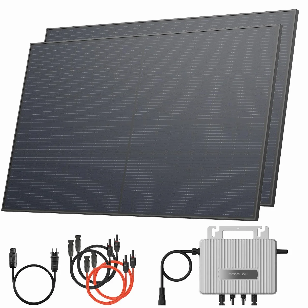 Solarway 880 Wp 800 W Centrale elettrica da balcone completa Inverter EcoFlow Stream 800W Moduli bifacciali Black 440 W