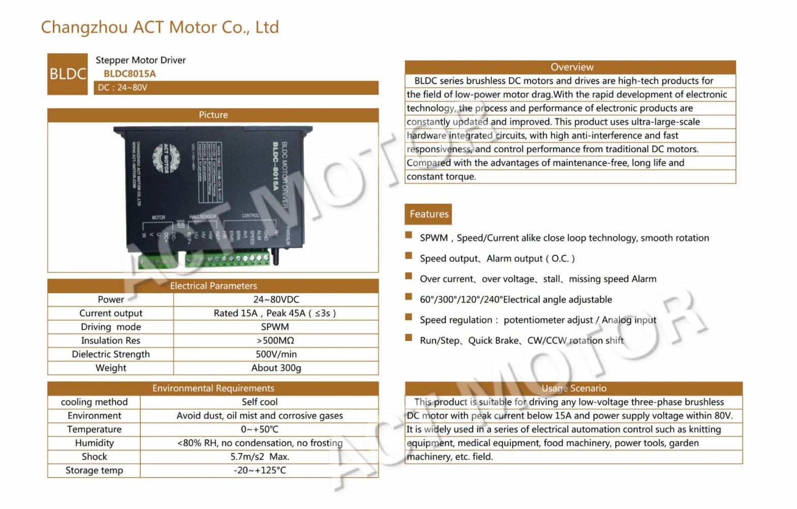 GmbH Nema23 1 motore BLDC 57BLF03 101 mm 24 VDC 3000 RPM 12 A 188 W Ø8 mm D -Shaft + 1 PC BLDC-8105A-5 Brushless DC-Driver CNC
