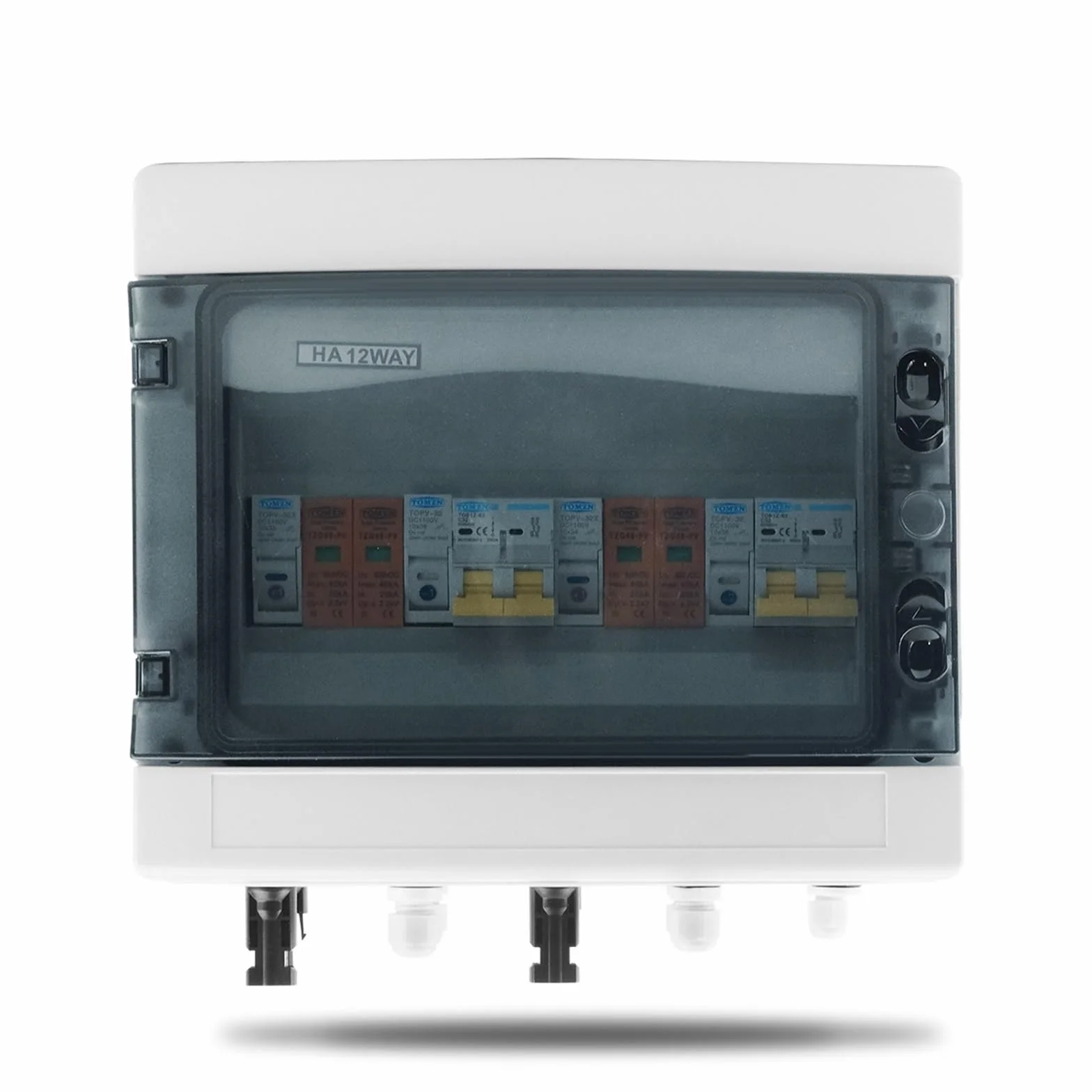 Scatola Combinata Solare Fotovoltaica Quadro di combinazione fotovoltaico solare con protezione contro i fulmini, 2 ingressi e 2 uscite, fusibile CC 600 V, MCB, SPD, scatola impermeabile IP65 a 12 vie