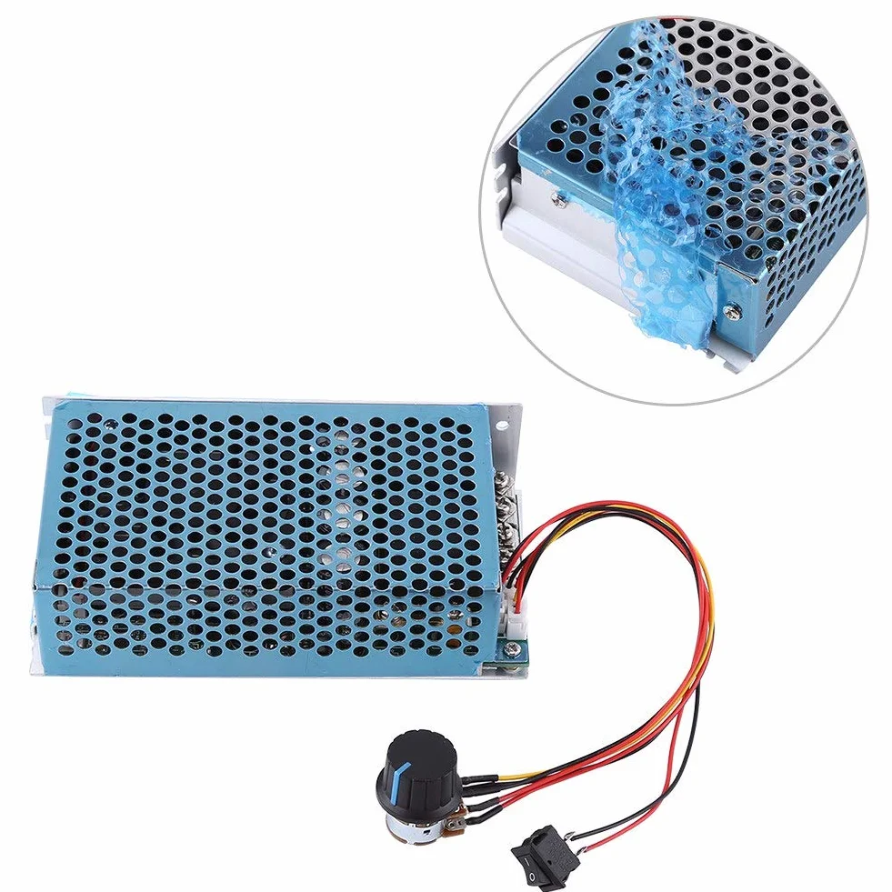 Jadeshay Regolatore di Velocità,3000W 100A 10-50V CC PWM Regolatore del Regolatore di Velocità del Motore Regolabile,con Interruttore e Potenziometro Reversibile