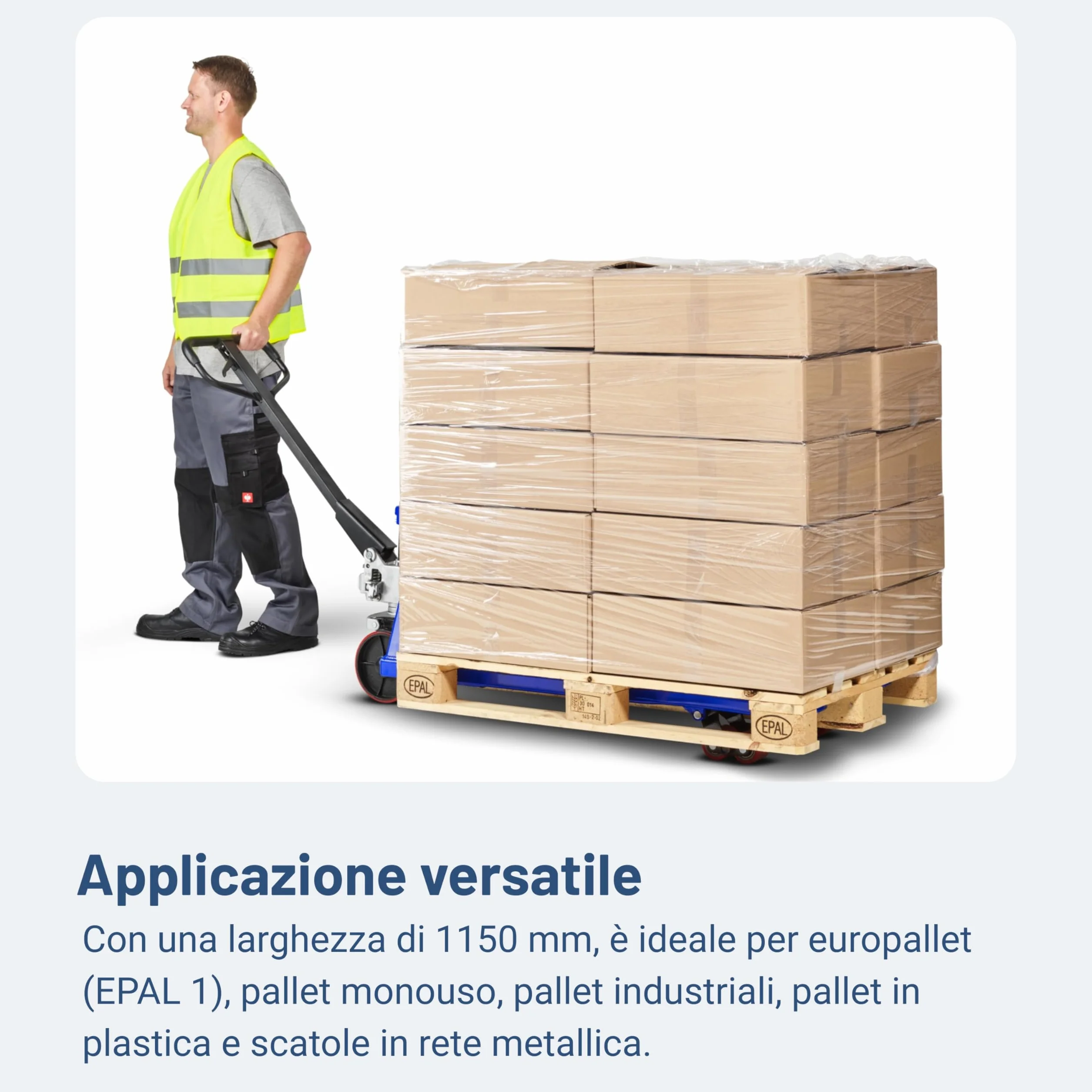 Pallit Transpallet manuale FIVE-R | portata 2500 kg | lunghezza delle forche 1150 mm | ruote in gomma | carello elevatore