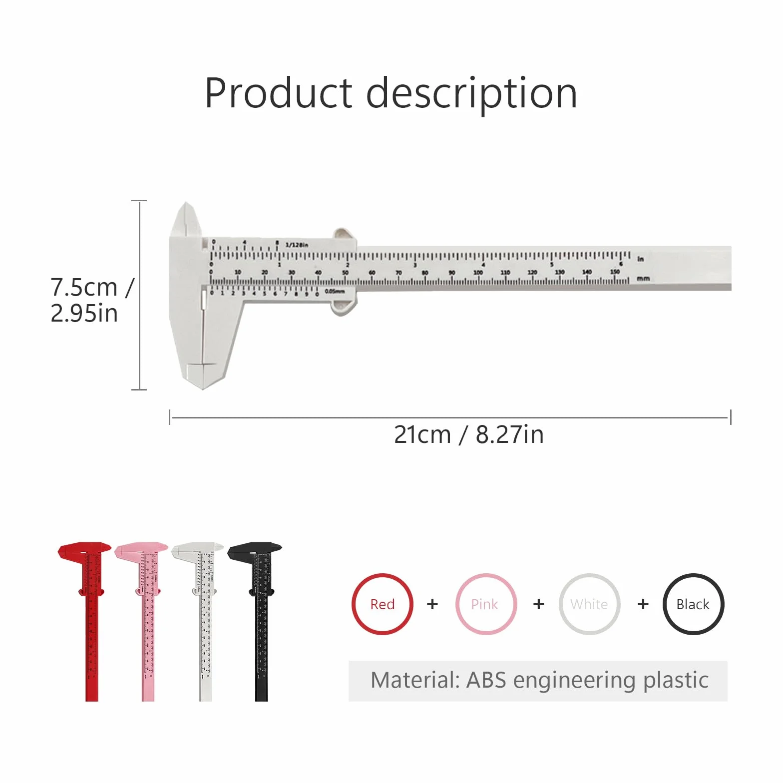 4 Pezzi Calibro Digitale, 150 mm Scorrevole Calibro Professionale Plastica 0,01 mm in Precisione, per la Casa, l'ufficio, Gli Studenti, la Misurazione dei Gioielli