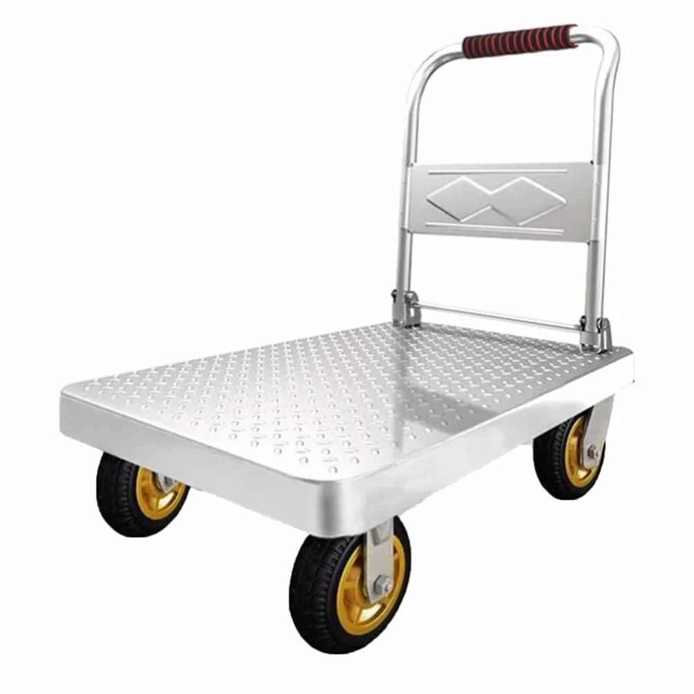 Carrello a Piattaforma Industriale, Carrello Portatutto Acciaio Rinforzato con 4 Ruote Pivotanti 360°, Carrello Pieghevole 100/230/500kg per Carichi Pesanti e Stoccaggio (73x48cm)