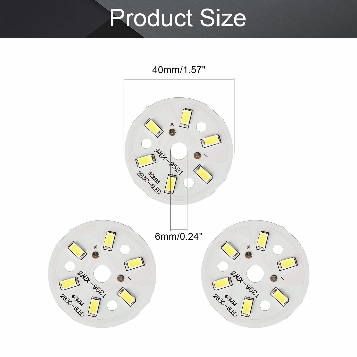 Othmro - Scheda LED rotonda in alluminio, 3 W, chip SMD 5730, 300 mA, bianco puro, 6500 K, pezzo di ricambio, diametro 40 mm, 15 pezzi