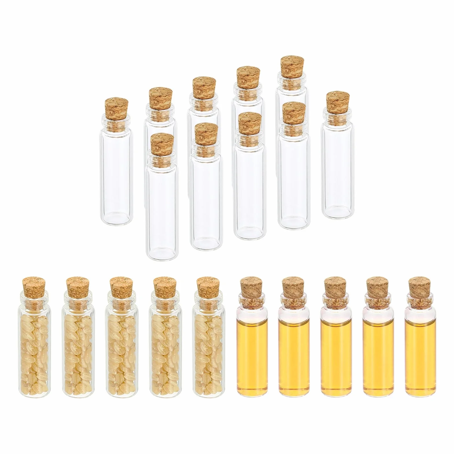 PATIKIL 3ml Piccole Bottiglie di Vetro Vial, 20Pcs Mini Bottiglie Trasparenti Vetro Barattoli Vuoti con Tappi di Sugo per Polvere Crema Artigianato