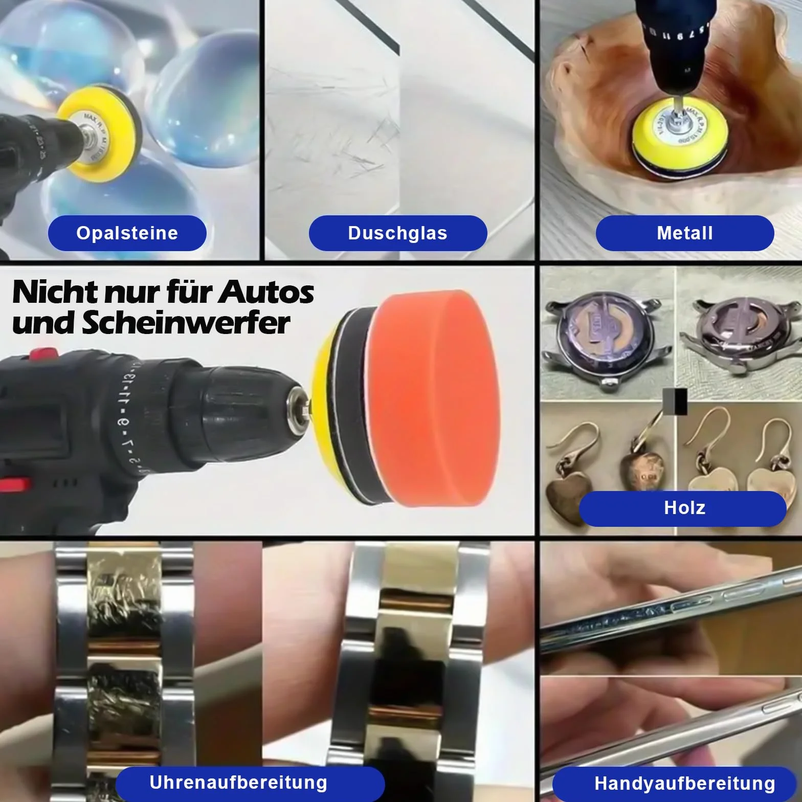 Set di 200 dischi abrasivi da 50 mm, set di dischi abrasivi in, per fari, carta vetrata, tamponi abrasivi asciutti bagnati e tamponi lucidanti con grana 60 – 10000 per avvitatore a batteria