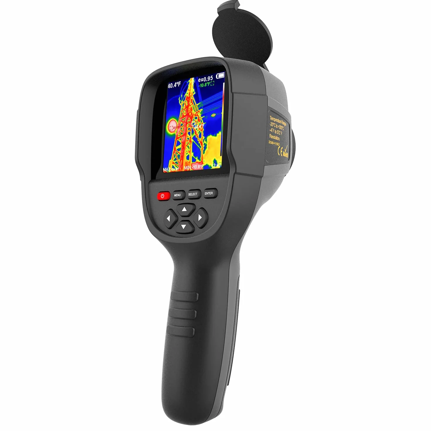 Telecamera termica portatile HT-18+ 256X192 IR ad altissima risoluzione HTI con 25 HZ, telecamera visibile da 300.000 pixel, display a colori da 3,2" di facile lettura, batteria inclusa