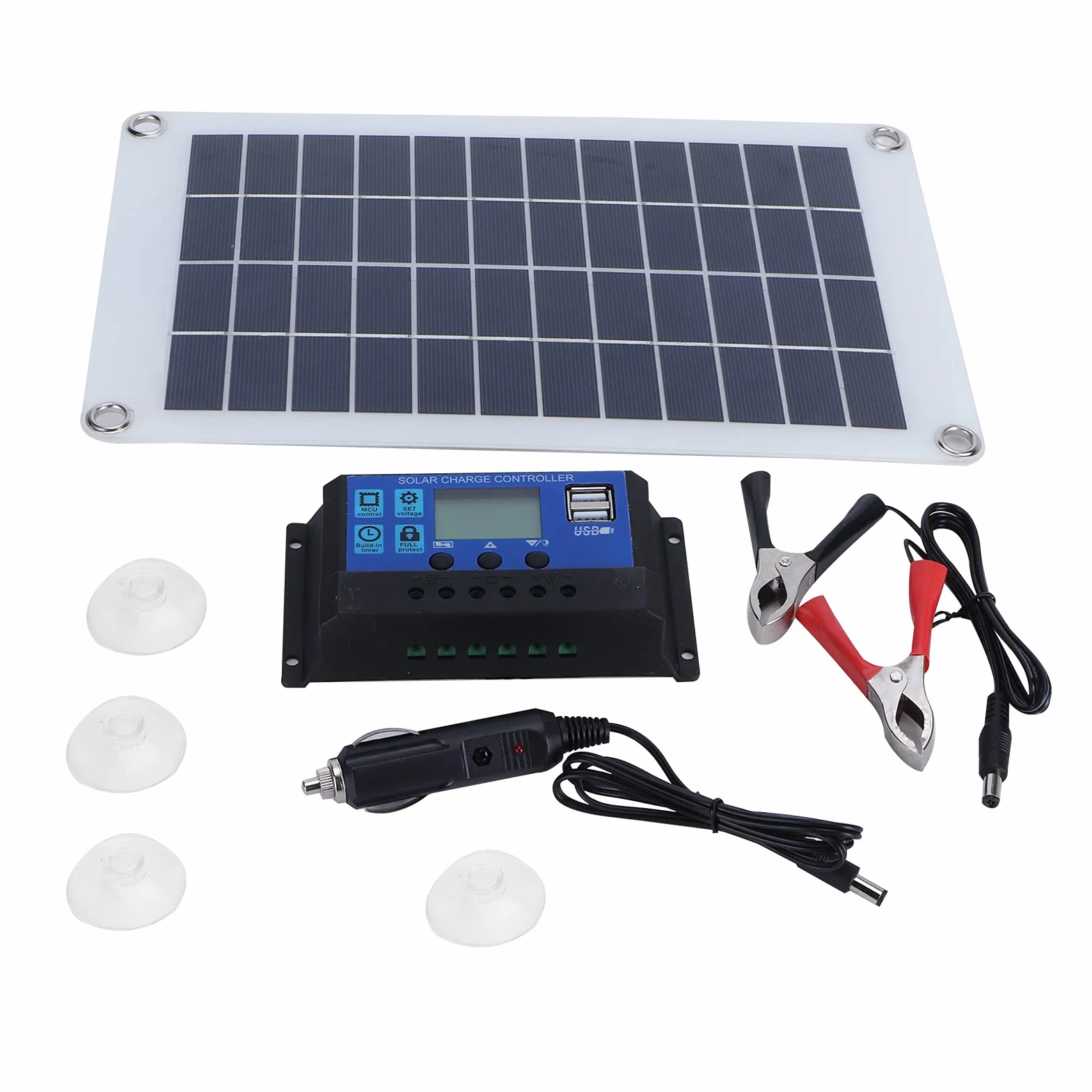 CHICIRIS Kit Pannello Solare, Modulo Fotovoltaico in Polisilicio da 50 W 18 V con Regolatore di Carica Solare per Camper, Auto, Moto