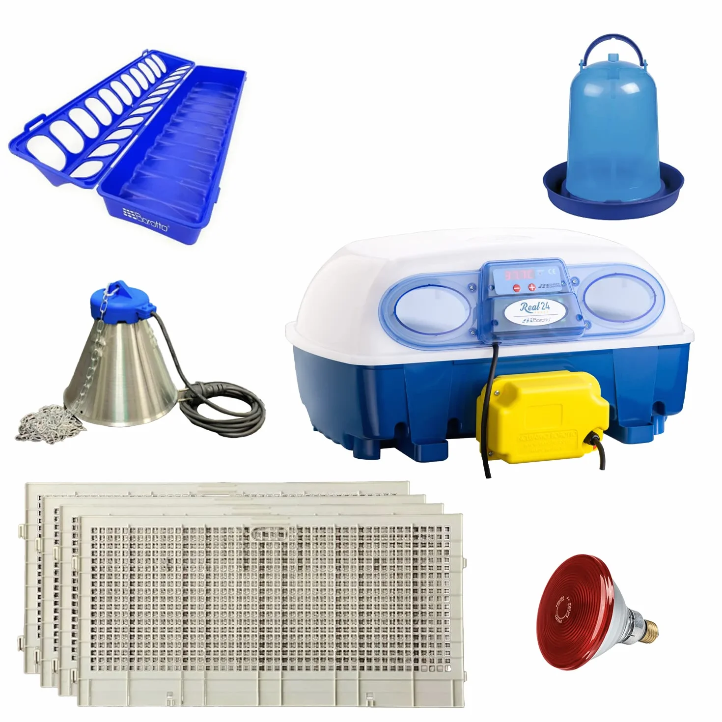 Borotto Real 24 Automatica + Kit Svezzamento | Incubatrice per Uova Automatica Professionale Brevettata 24 Uova o 96 Piccole con Girauova Automatico e Kit di Svezzamento | Made in Italy
