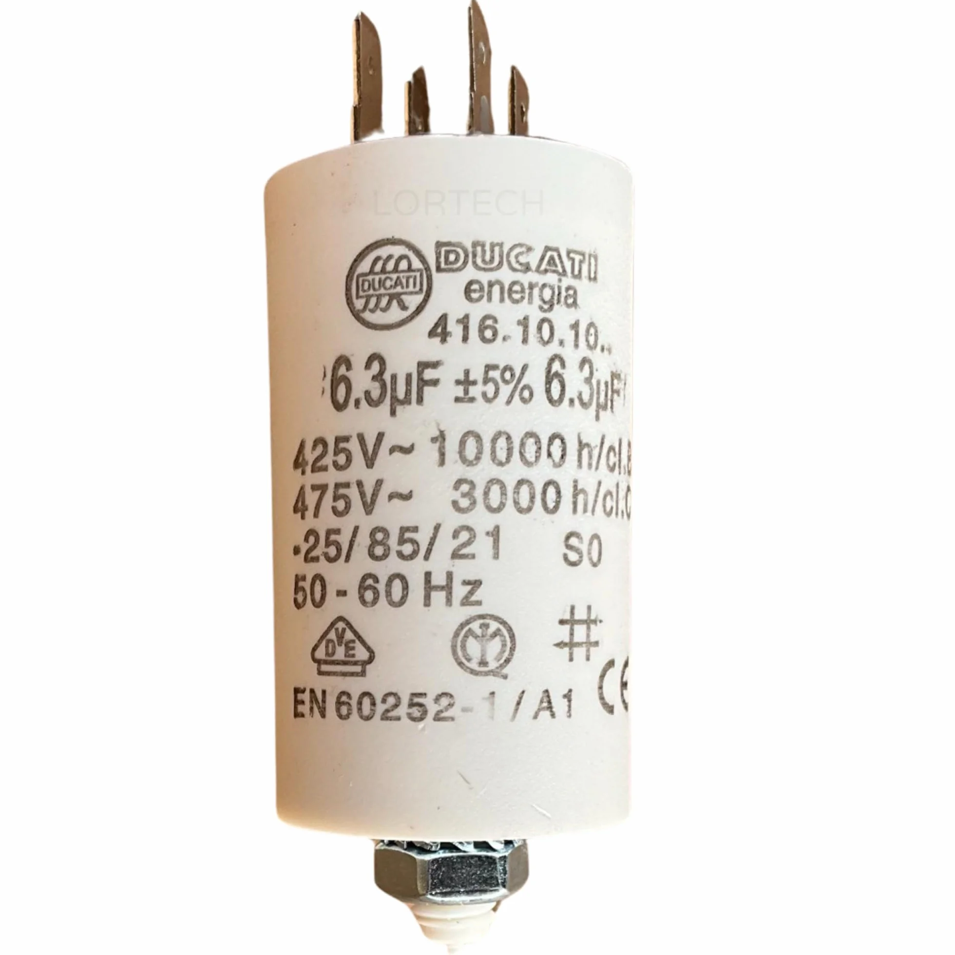 Condensatore del motore 6,3 uF ± 5% / 450 V + GRD Ø32 X 55 mm