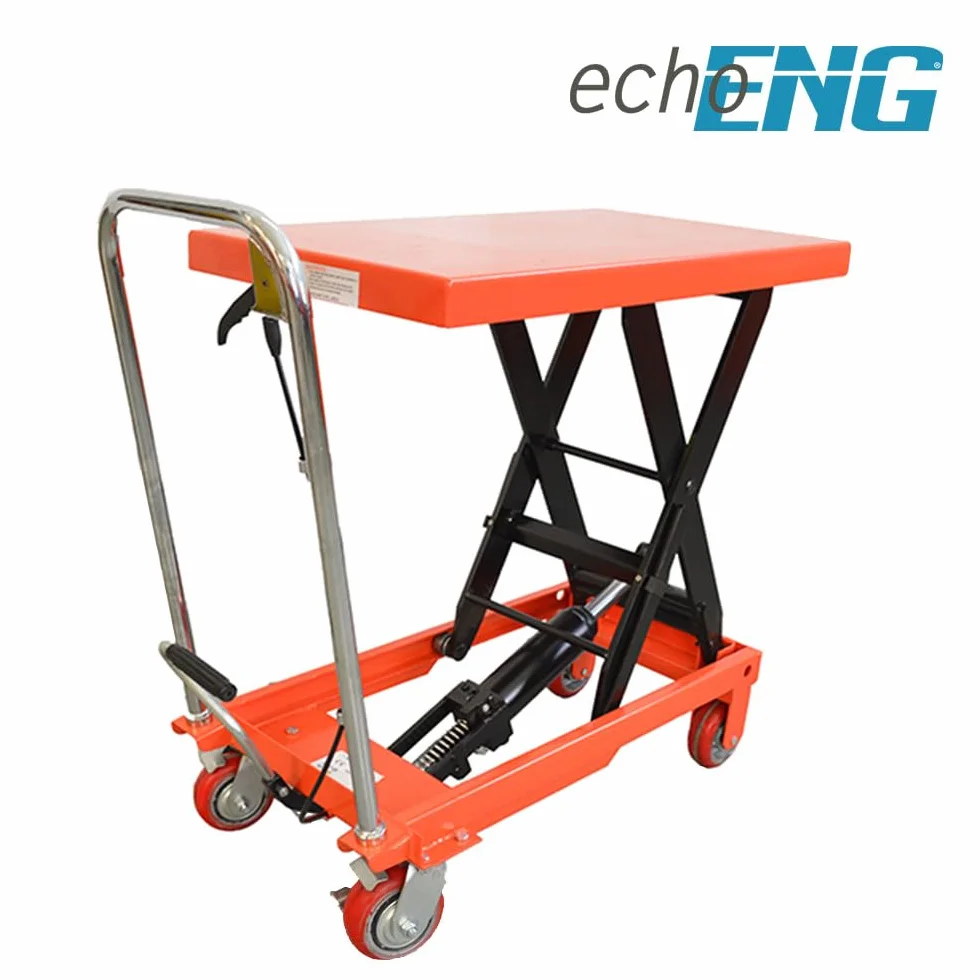 Carrello sollevatore con piattaforma a pantografo con ruote, transpallet a forbice 900 mm, manuale sollevatore idraulico per trasporto piattaforma 300 kg echoENG - MA SL CP30