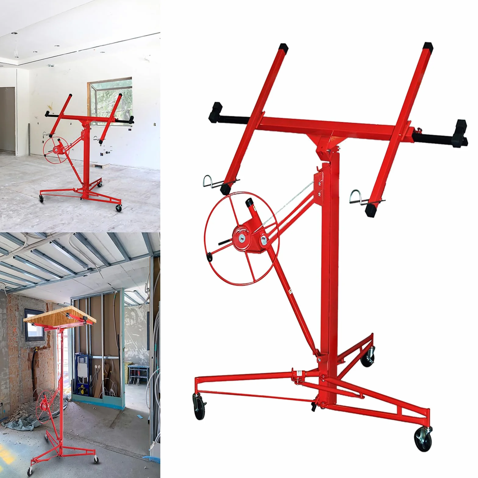 Alzacristalli XXL per lastre di cartongesso, altezza regolabile 132 – 325 cm, larghezza massima del braccio di carico 295 cm e carico di 68 kg, pieghevole, aiuto di montaggio per cartongesso
