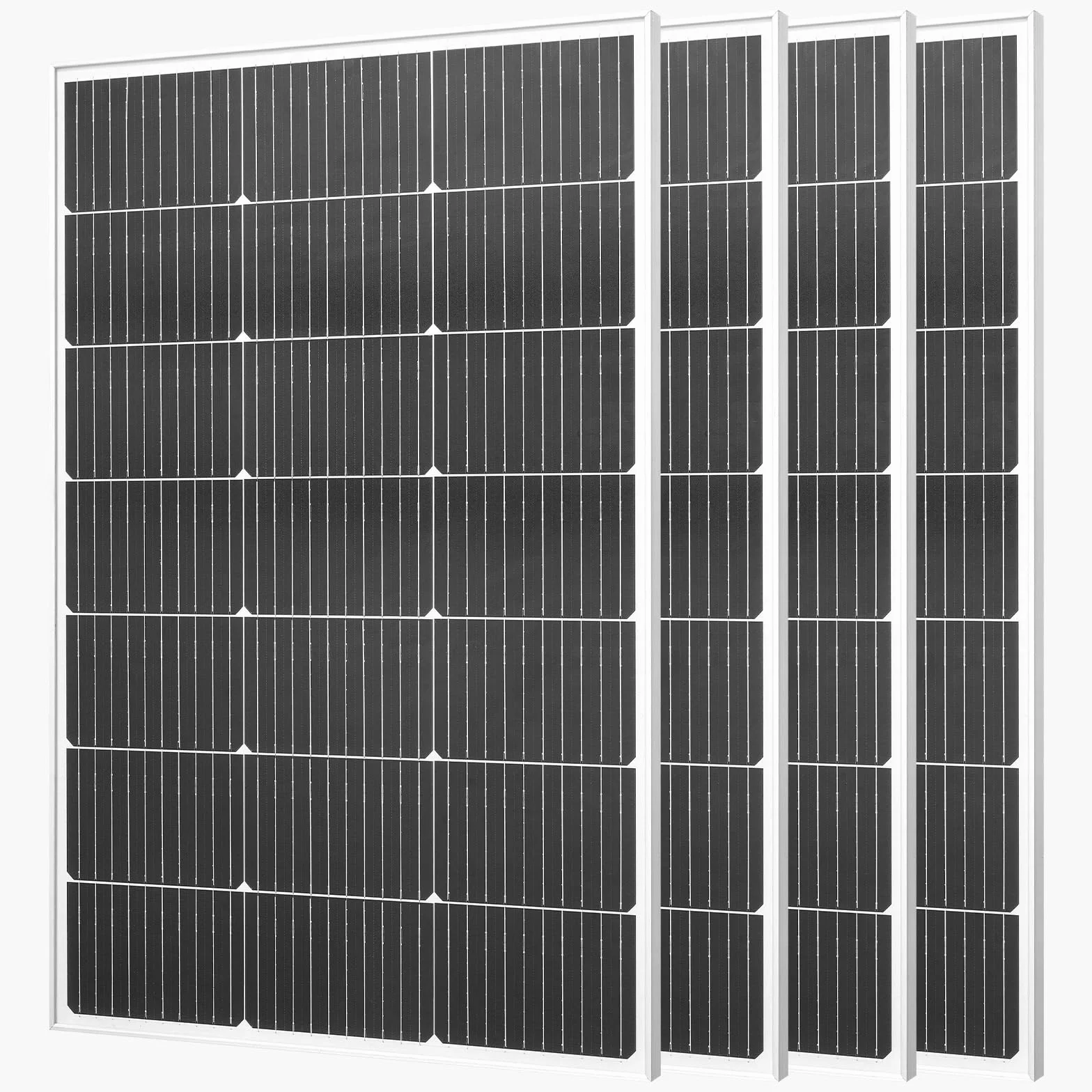 VEVOR Modulo Solare Monocristallino 4 Pezzi da 100 W ad Alta Efficienza con Uscita MC4 Stabile e Telaio in Alluminio, Impermeabile IP65 per Applicazioni su Tetti Piani per Auto, Barche, Camper