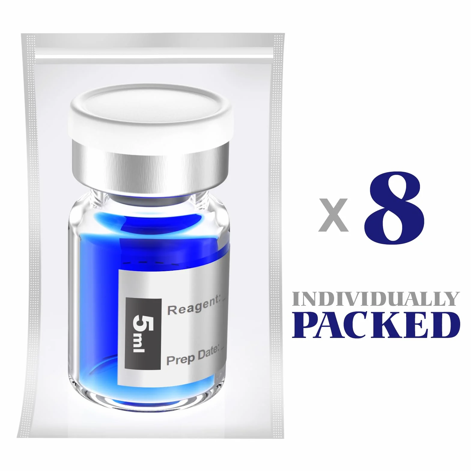 Biomed Solutions Flaconcino sterile vuoto sigillato con tappo in gomma butilica e chiusura a scatto, tubo di vetro borosilicato di tipo 1, confezionato singolarmente (10 ml, 8 pezzi (ambra))