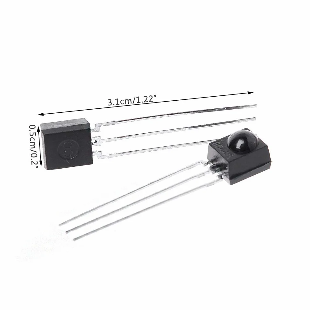 2 tubi ricevitore DIP-3 IC TSOP4838 IR 38 kHz modulo radiazione infrarossa remoto scheda di controllo, modulo di alimentazione, regolatore di tensione, trasmettitore, clip per cavo di