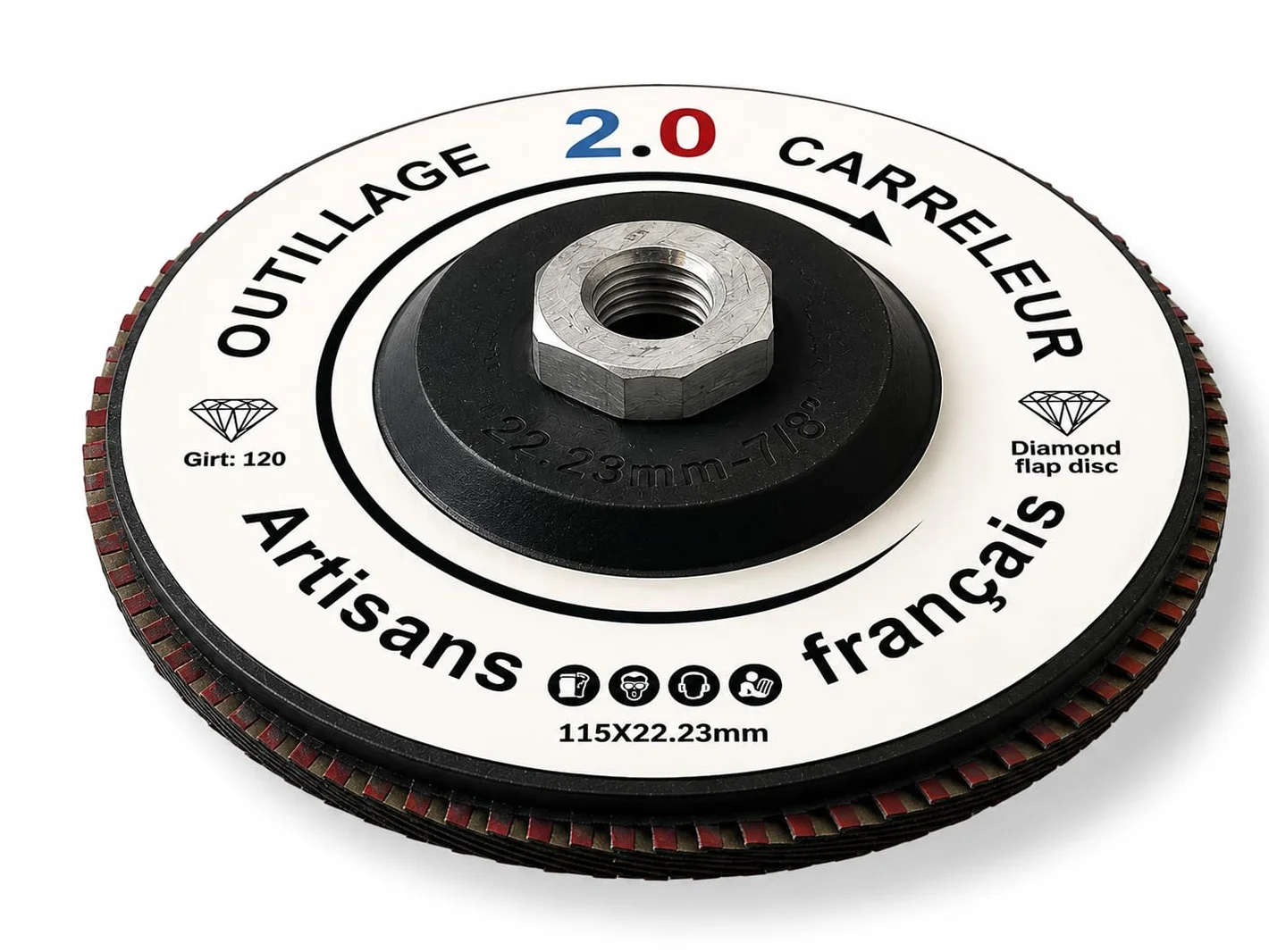 Disco diamantato a lamelle Ø115 mm grana 120 – levigatura e finitura piastrelle, pietra, cemento – foro 22,23 mm per smerigliatrice – Outillage Carreleur 2.0