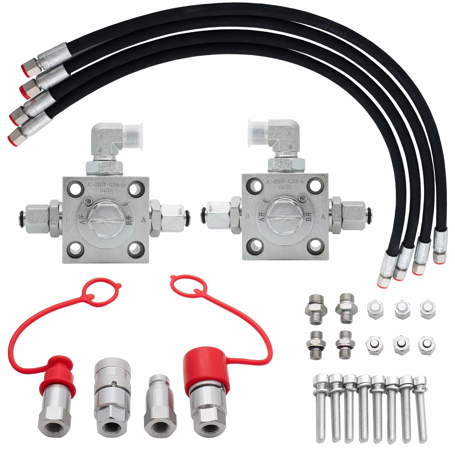 Accessori per mini escavatore 3 vie valvola di commutazione set da 2 pezzi, valvola a farfalla per mini escavatore, valvole di distribuzione idraulica a 3 vie per mini escavatori da 1 a 2 tonnellate